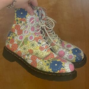 Doc Marten Leather Floral Boots